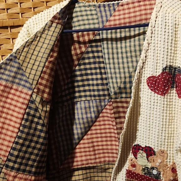 Womens Christmas, Holiday, Gingerbread Embroided Festive Open Textured Cardigan - Picture 5 of 9